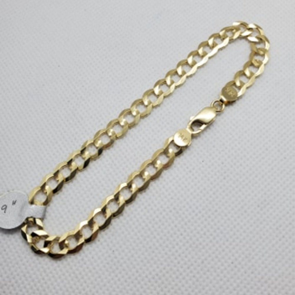 Solid 14 KT Gold Curb Link Men's Bracelet - Picture 6 of 6